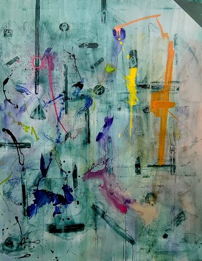 peinture abstraite acrylique, encre sur toile format F100